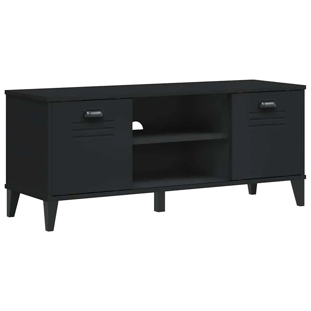 Shoe Bench Storage Organiser Cabinet Industrial Design Black Engineered Wood