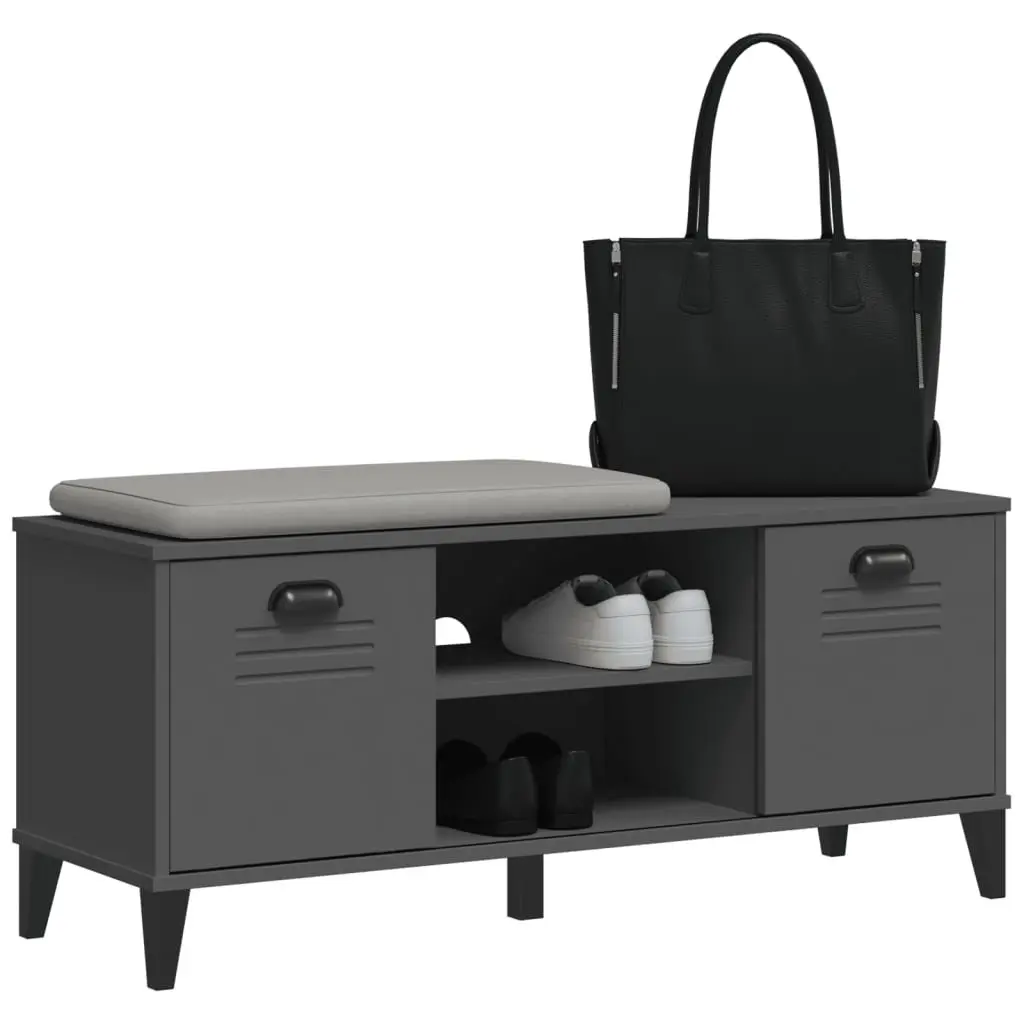 Shoe Bench Anthracite Grey Engineered Wood Storage Rack Organiser Entryway