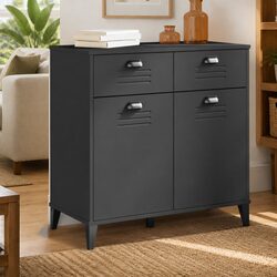 Sideboard Industrial Design Anthracite Grey Storage Cabinet Buffet Hallway