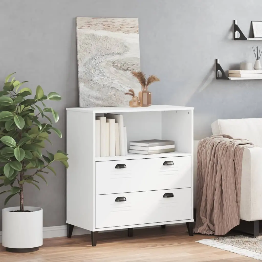 Bookcase White 80x40x90 cm Industrial Design Storage Shelving Unit Engineered