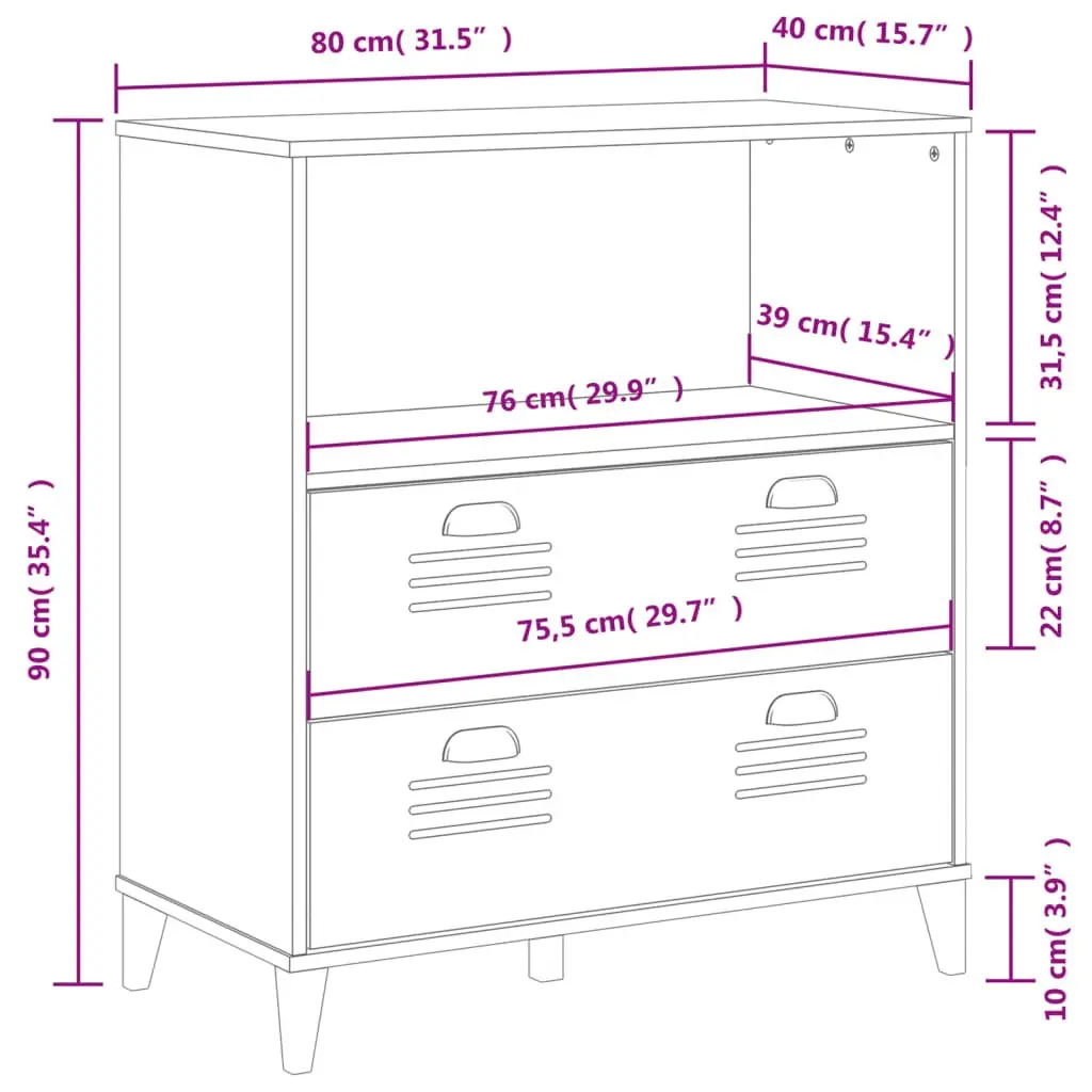 Bookcase White 80x40x90 cm Industrial Design Storage Shelving Unit Engineered