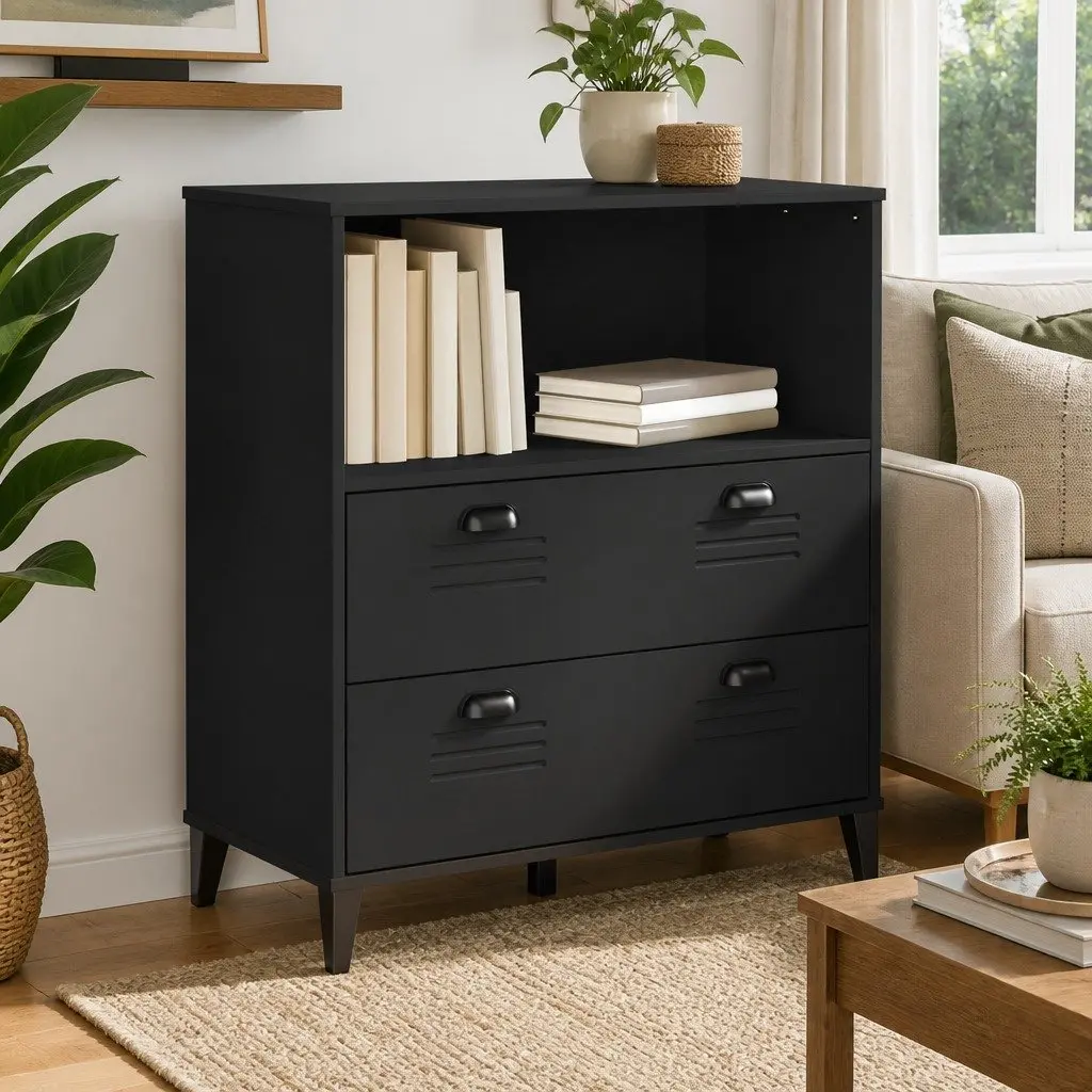 Industrial Bookcase for Home Black 80x40x90cm