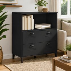 Engineered Wood Industrial Bookcase with Cabinet 80x40x90cm
