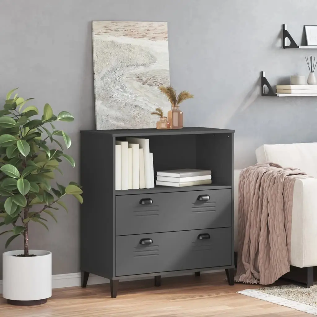 Industrial Bookcase Engineered Wood Anthracite Grey Open Shelving 80cm x 40cm x 90cm