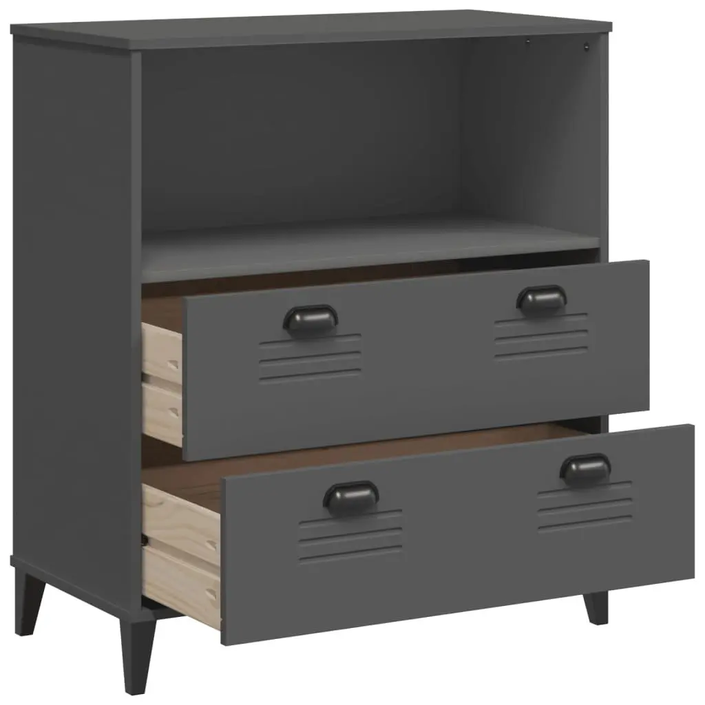 Industrial Bookcase Engineered Wood Anthracite Grey Open Shelving 80cm x 40cm x 90cm