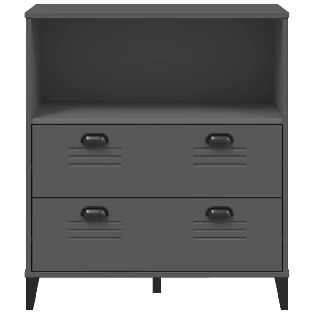 Industrial Bookcase Engineered Wood Anthracite Grey Open Shelving 80cm x 40cm x 90cm