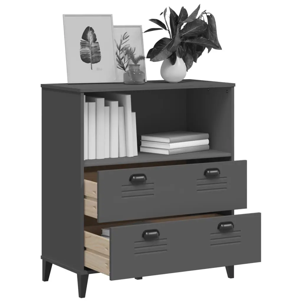 Industrial Bookcase Engineered Wood Anthracite Grey Open Shelving 80cm x 40cm x 90cm