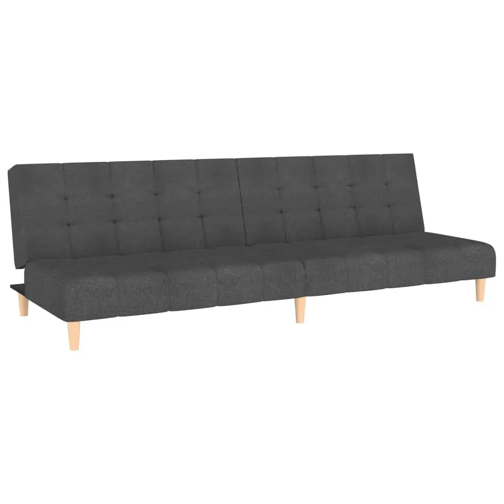2-Seater Sofa Bed Grey Fabric Convertible Day Bed Guest Sleeping Furniture