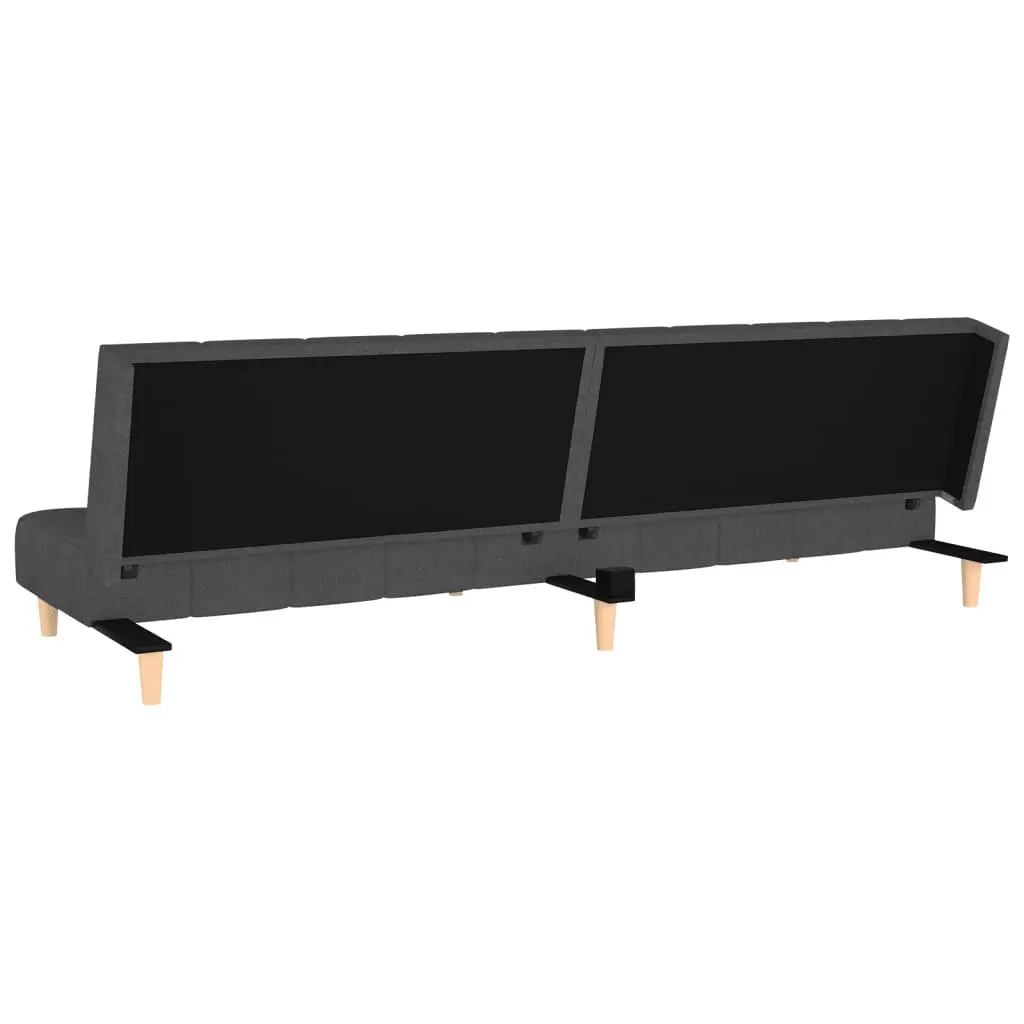 2-Seater Sofa Bed Grey Fabric Convertible Day Bed Guest Sleeping Furniture