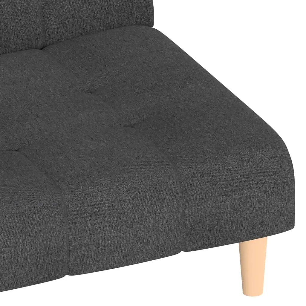 2-Seater Sofa Bed Grey Fabric Convertible Day Bed Guest Sleeping Furniture