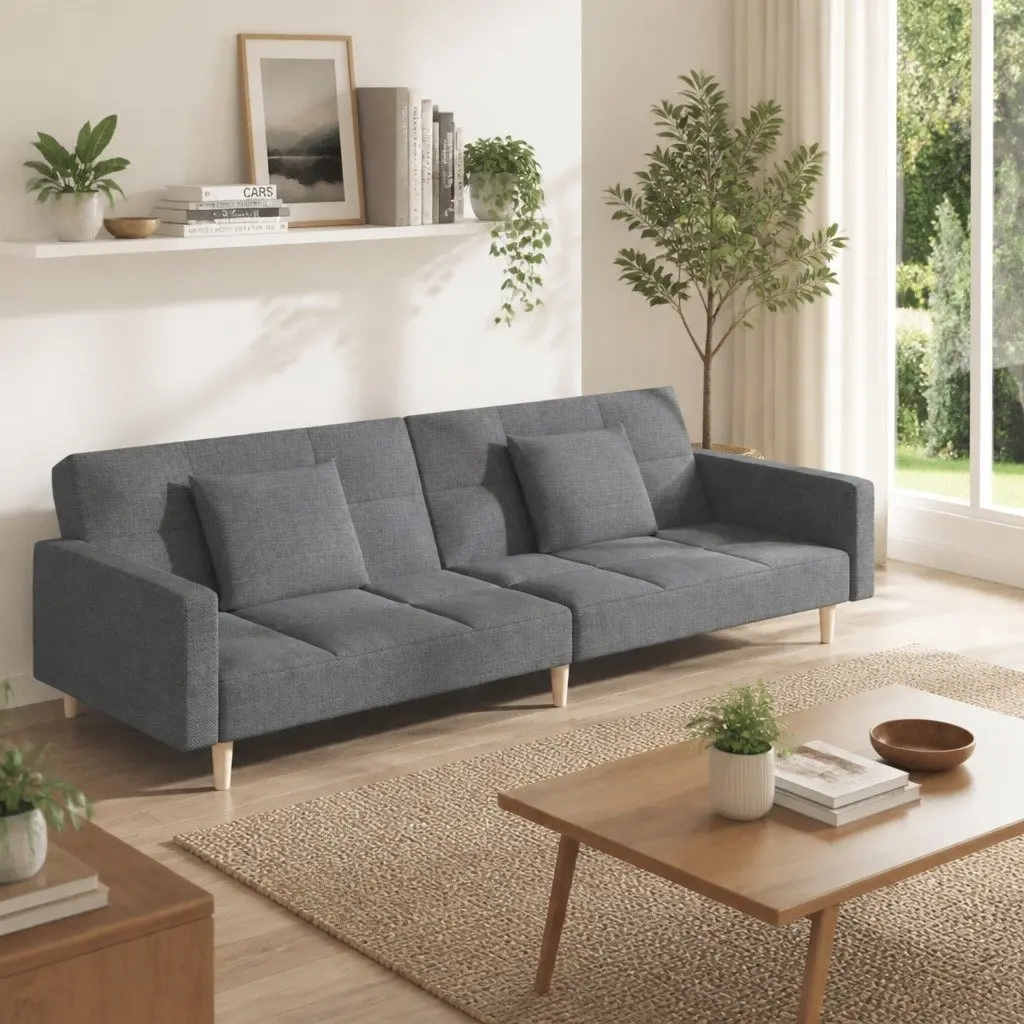 2-Seater Sofa Bed Light Grey