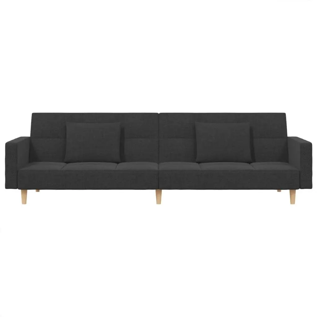 2-Seater Sofa Bed for Living Room Grey Fabric Convertible Day Bed