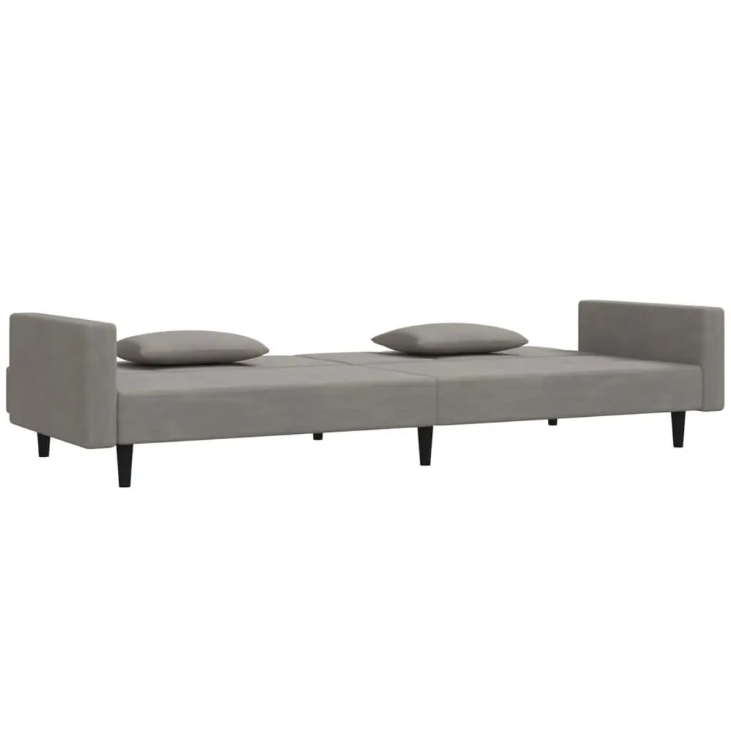 2-Seater Sofa Bed Convertible Day Bed for Living Room Guest Bedroom Grey Velvet