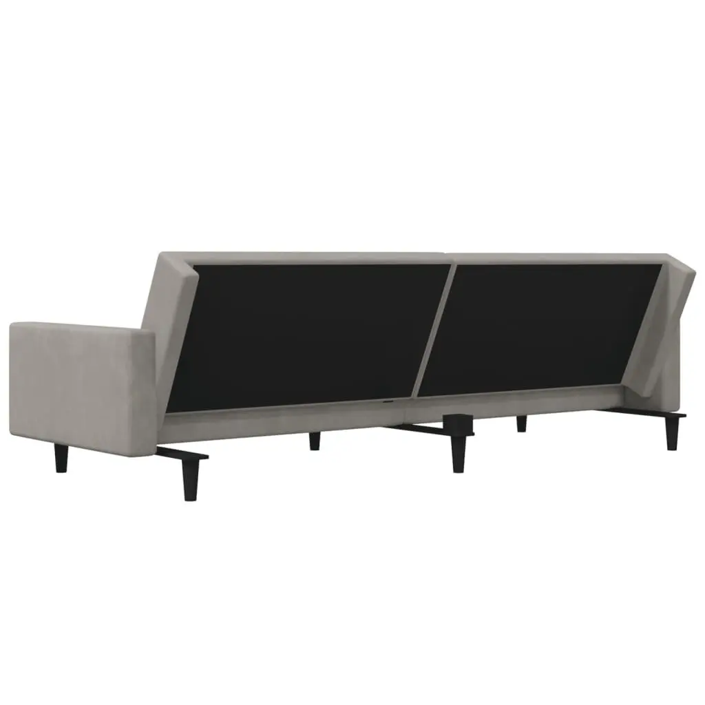 2-Seater Sofa Bed Convertible Day Bed for Living Room Guest Bedroom Grey Velvet