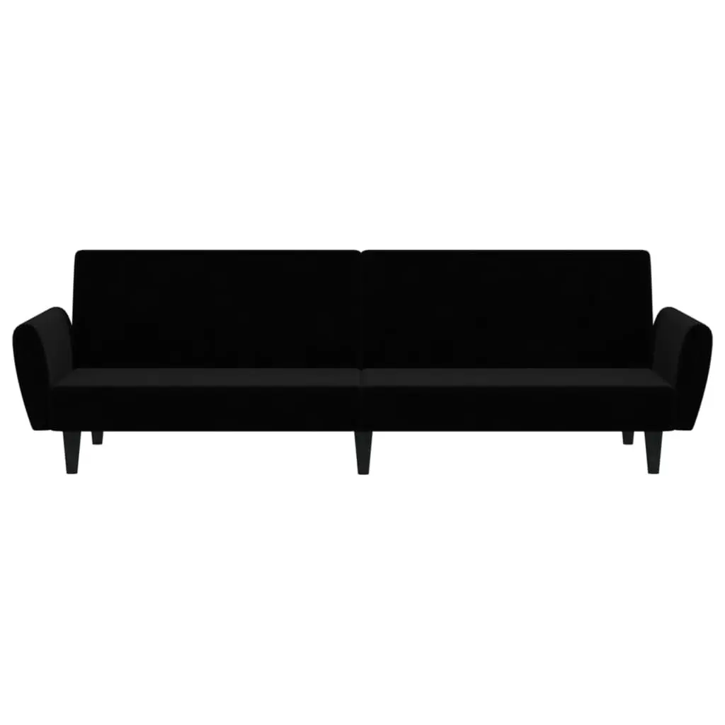 2-Seater Sofa Bed Black Velvet Living Room Convertible Couch