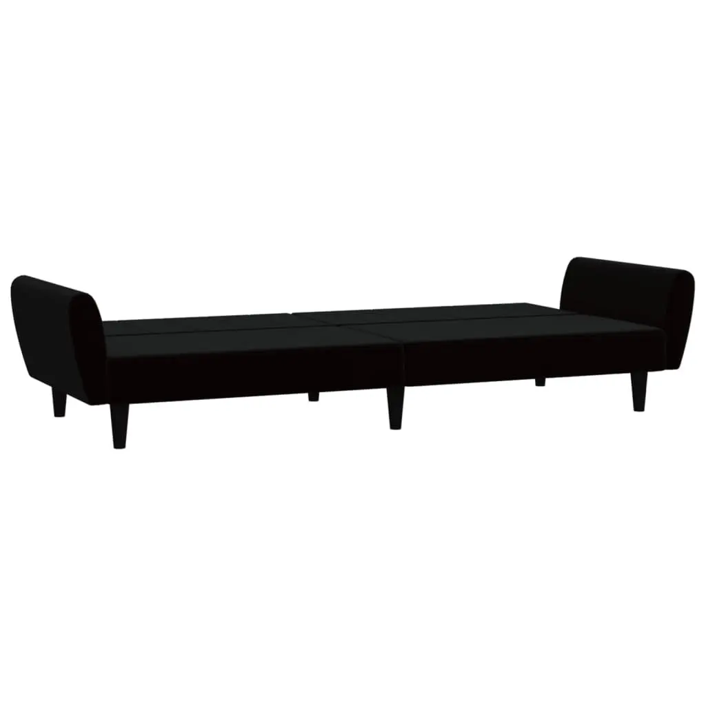 2-Seater Sofa Bed Black Velvet Living Room Convertible Couch