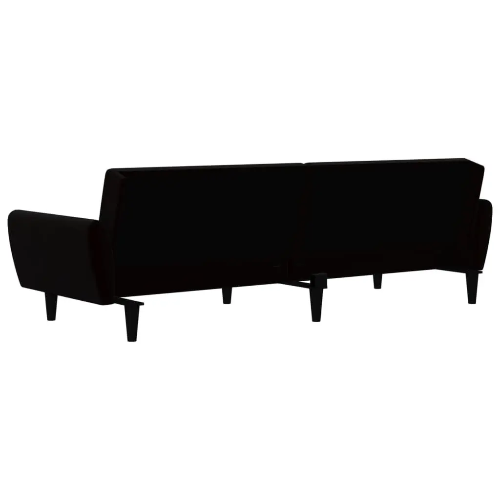 2-Seater Sofa Bed Black Velvet Living Room Convertible Couch