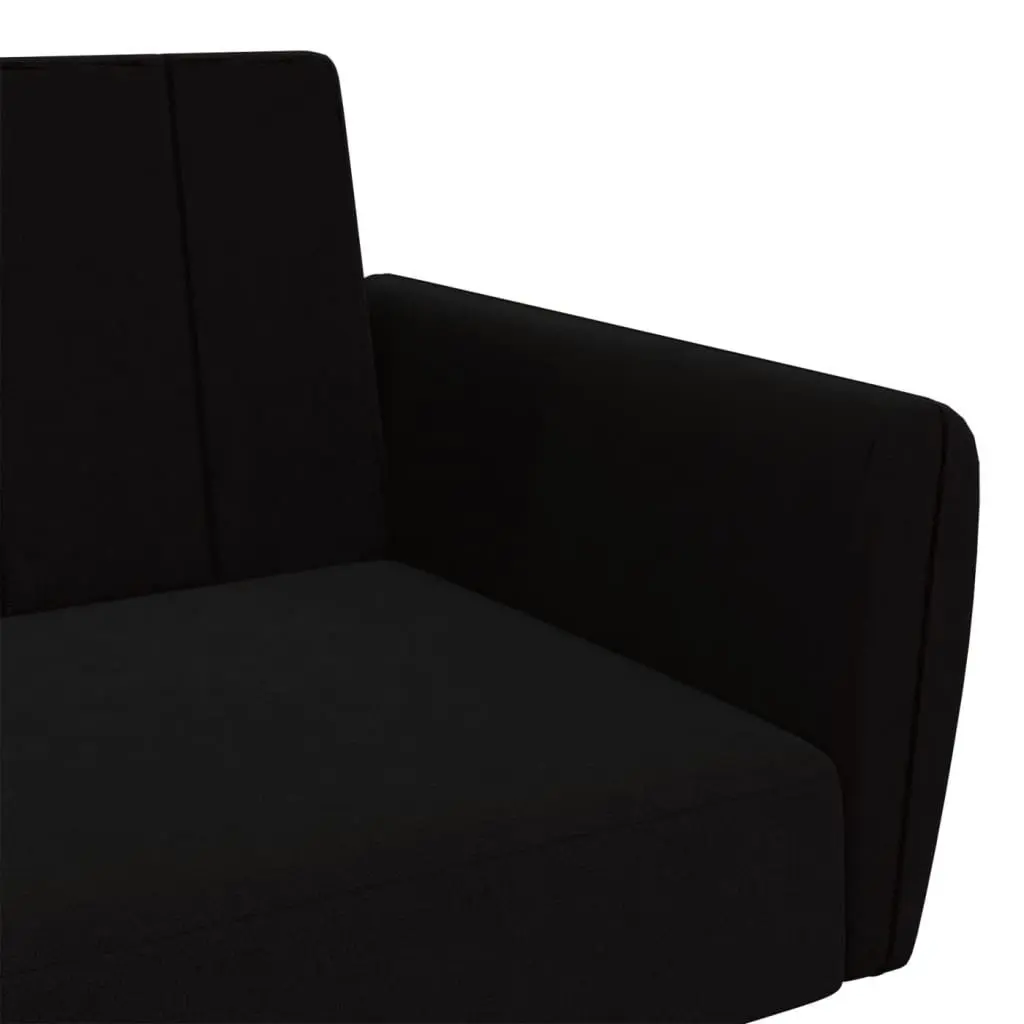 2-Seater Sofa Bed Black Velvet Living Room Convertible Couch