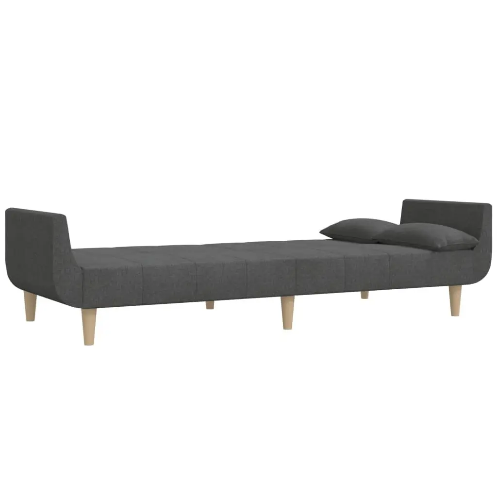 2-Seater Sofa Bed with Pillows Grey Fabric Convertible Day Bed Guest Sleeper