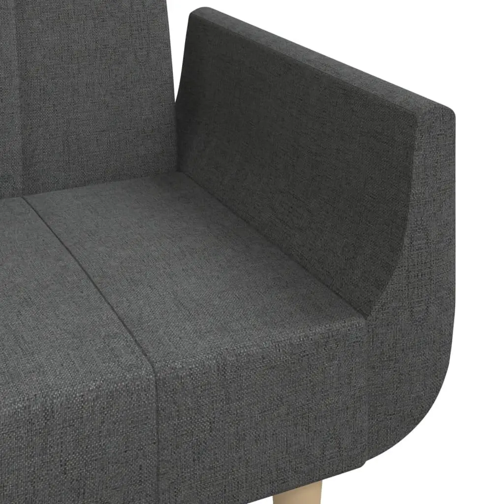 2-Seater Sofa Bed with Pillows Grey Fabric Convertible Day Bed Guest Sleeper