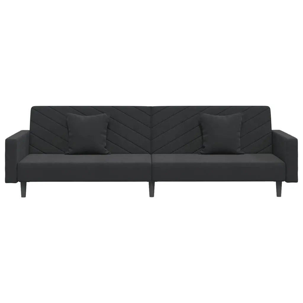 2-Seater Black Velvet Sofa Bed