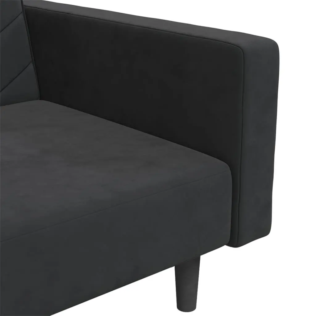 2-Seater Black Velvet Sofa Bed