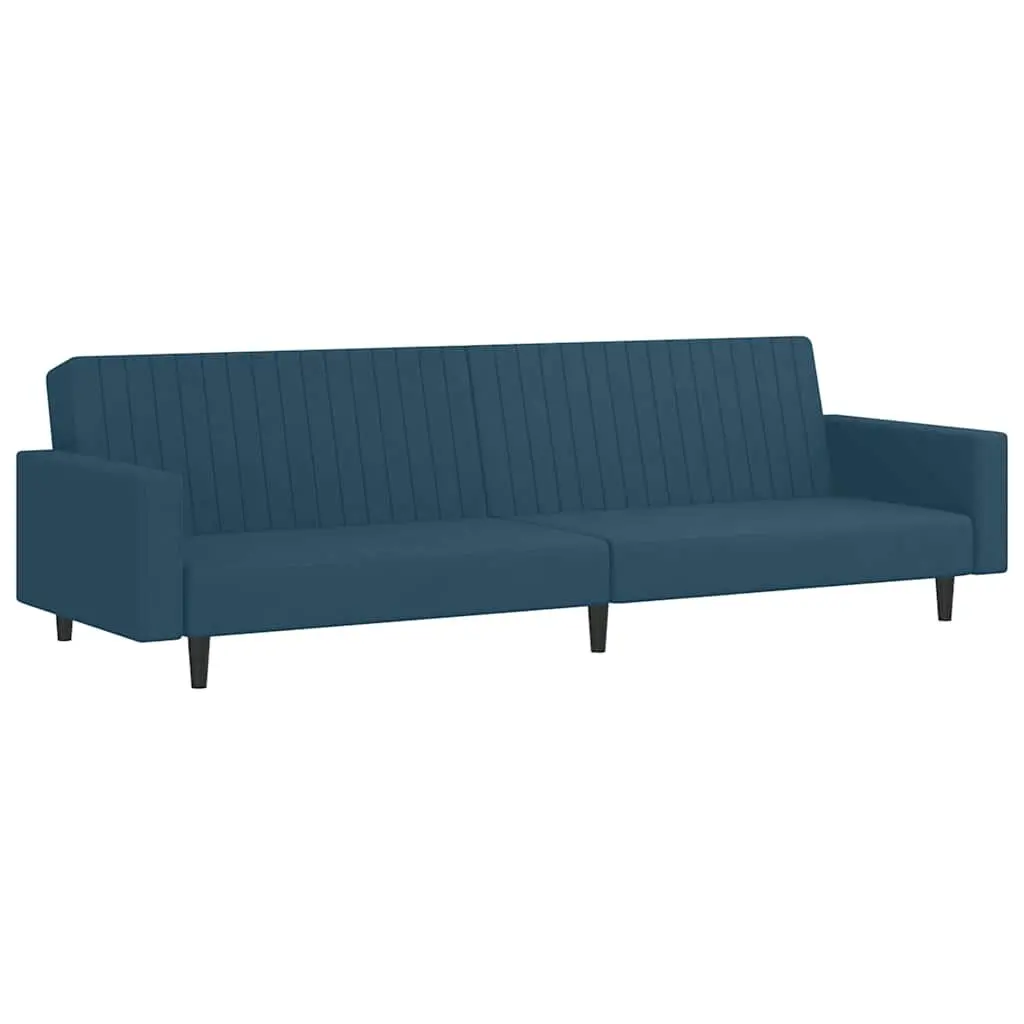 Blue Velvet 2-Seater Sofa Bed