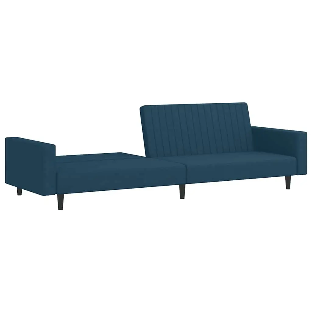 Blue Velvet 2-Seater Sofa Bed