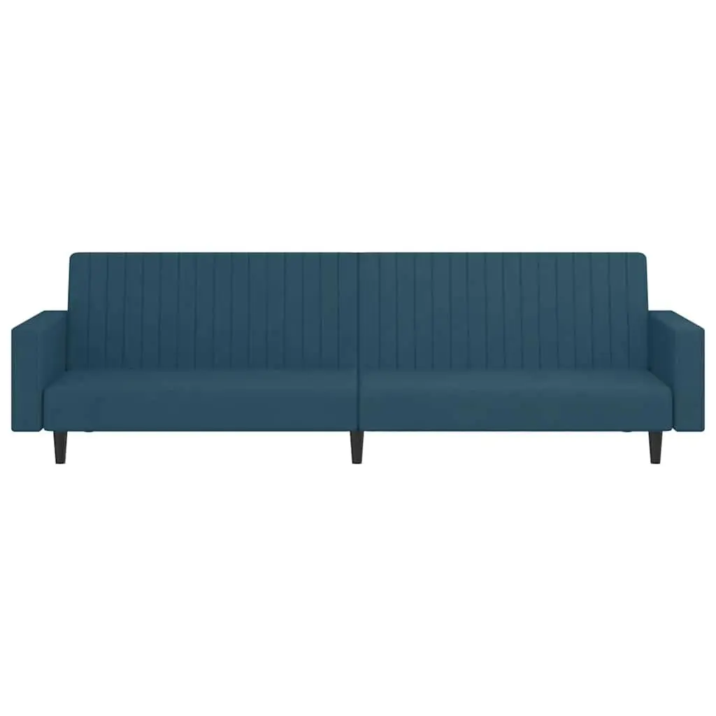Blue Velvet 2-Seater Sofa Bed