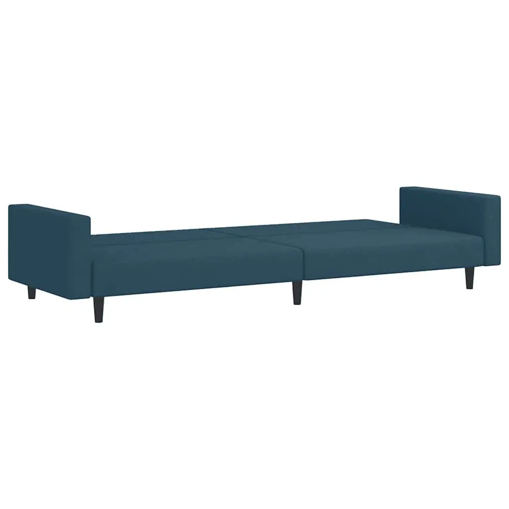 Blue Velvet 2-Seater Sofa Bed