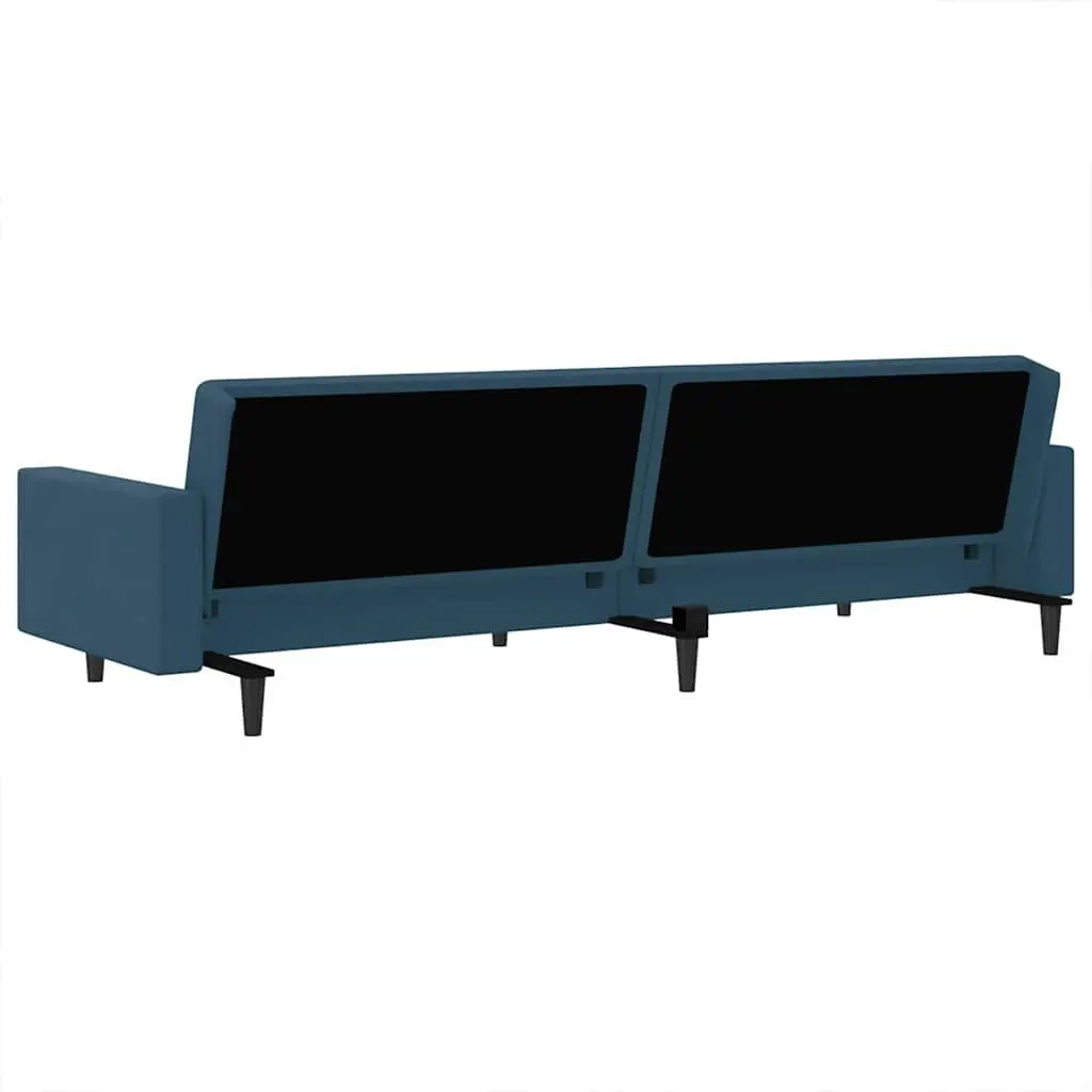 Blue Velvet 2-Seater Sofa Bed