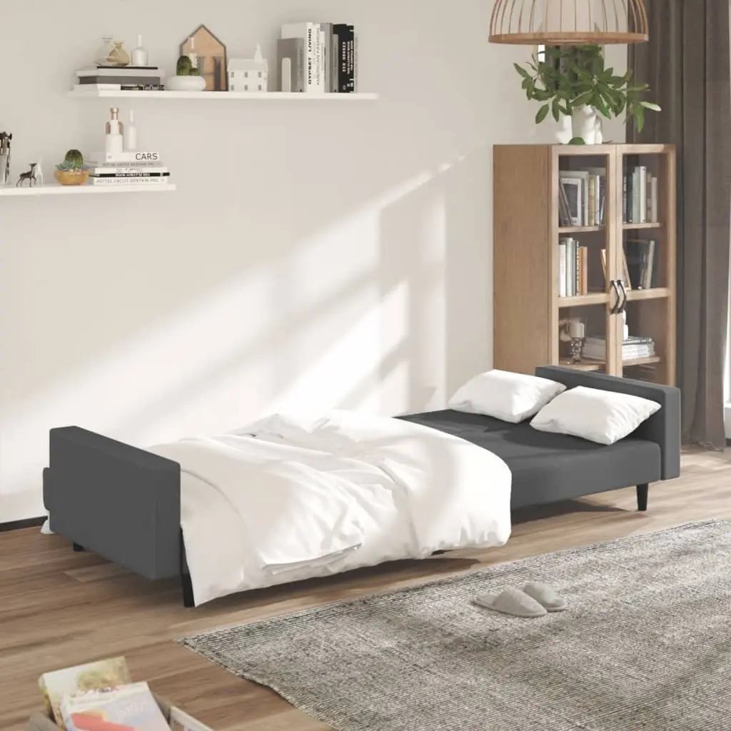 2-Seater Grey Velvet Sofa Bed