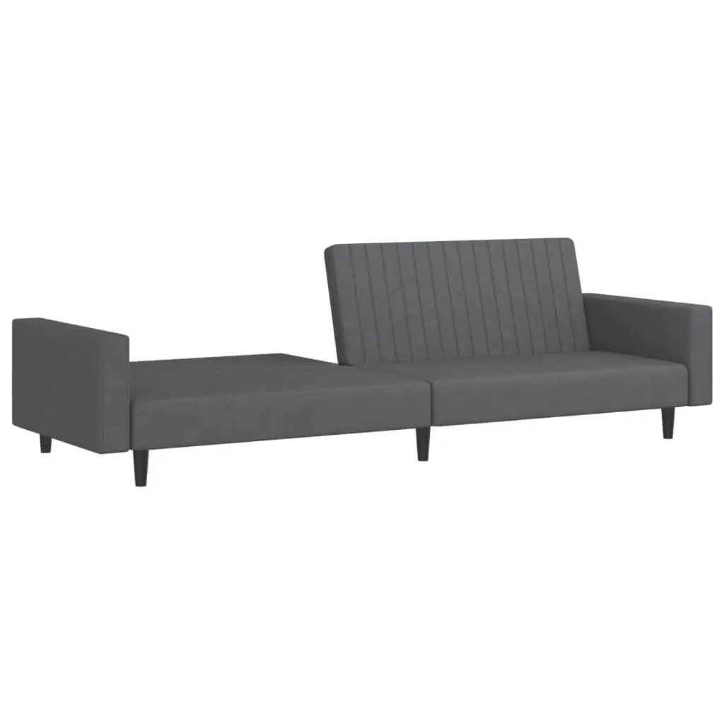 2-Seater Grey Velvet Sofa Bed