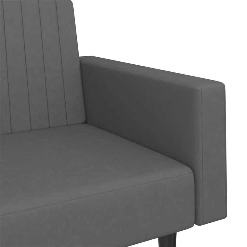 2-Seater Grey Velvet Sofa Bed