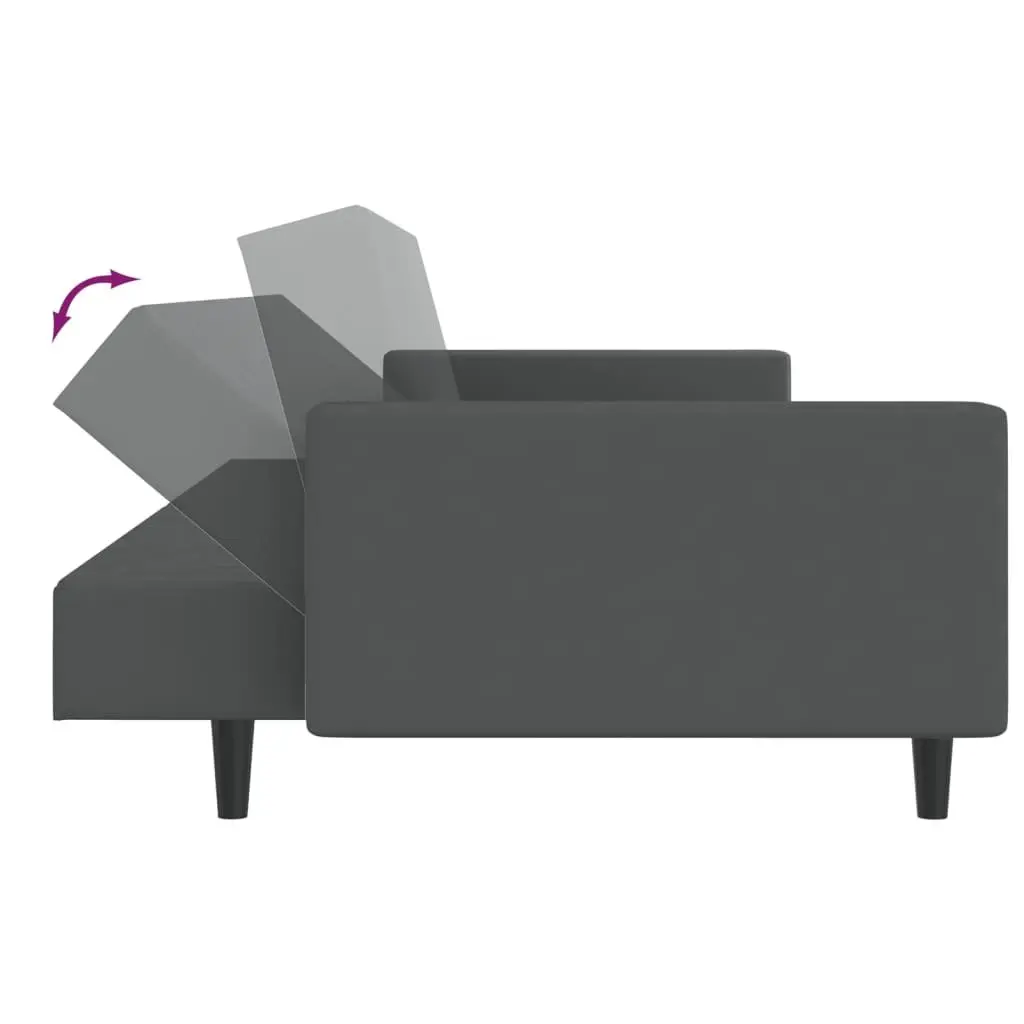 2-Seater Grey Velvet Sofa Bed