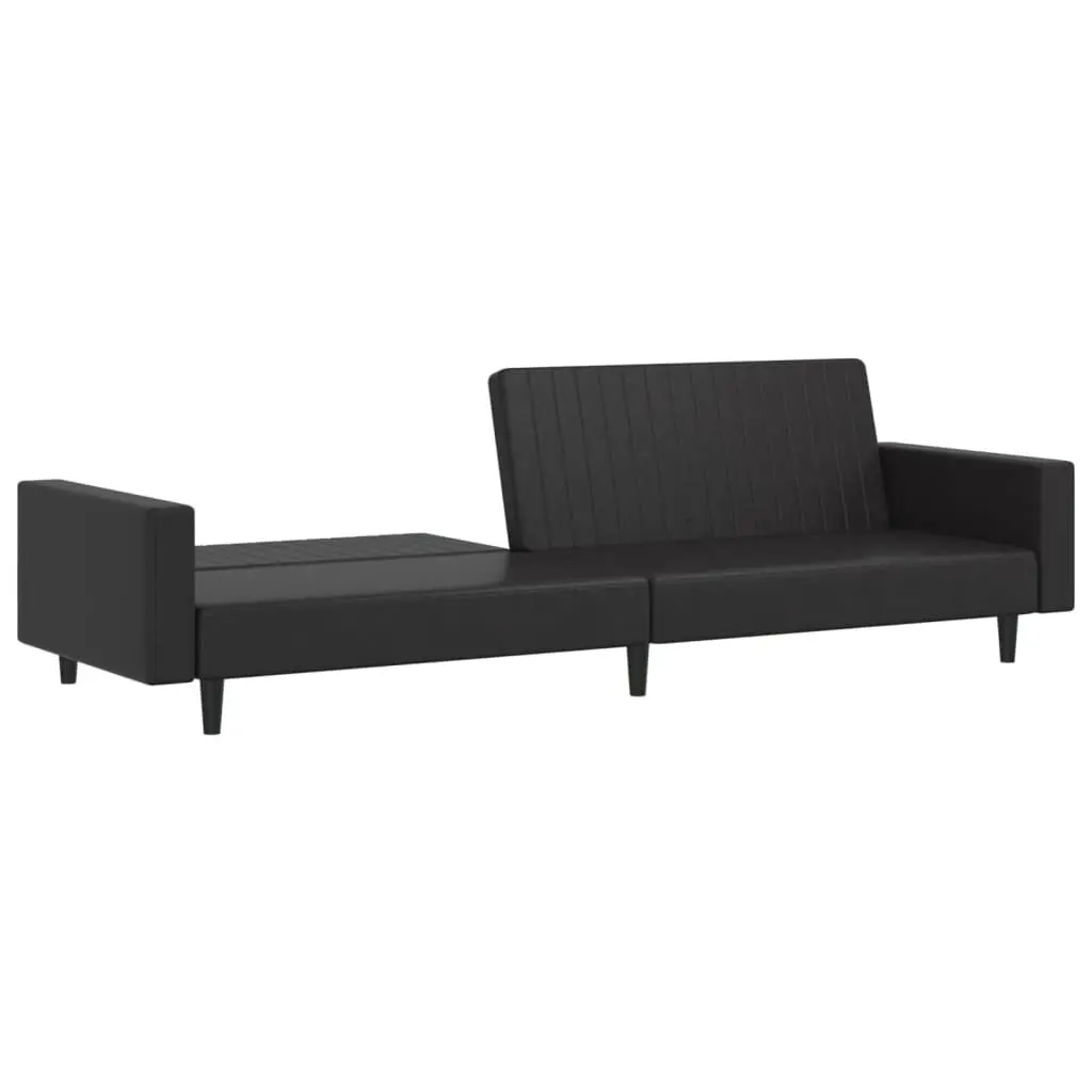 Sofa Bed for Living Room Black Faux Leather 2 Seater Convertible Day Bed