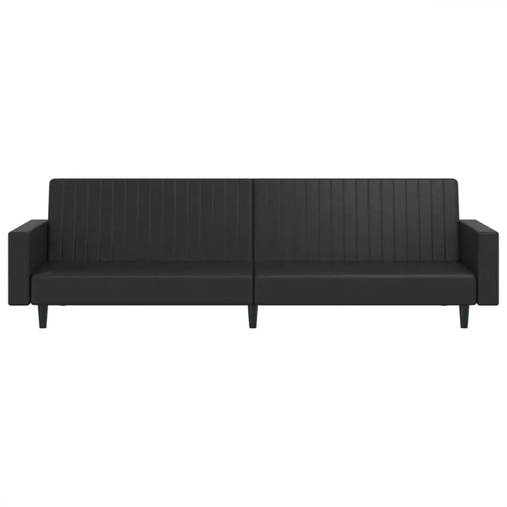 Sofa Bed for Living Room Black Faux Leather 2 Seater Convertible Day Bed