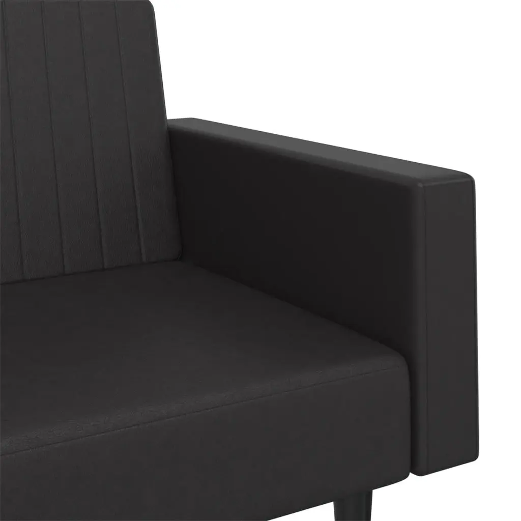 Sofa Bed for Living Room Black Faux Leather 2 Seater Convertible Day Bed