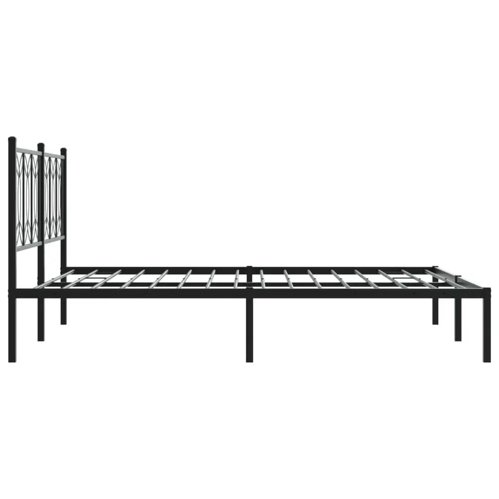 Black Metal Bed Frame 150x200 cm with Steel Headboard and Legs