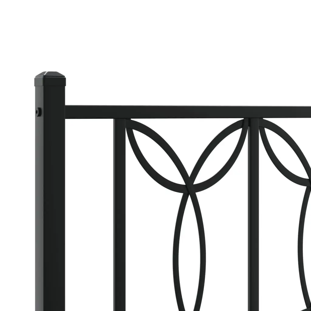 Black Metal Bed Frame 150x200 cm with Steel Headboard and Legs