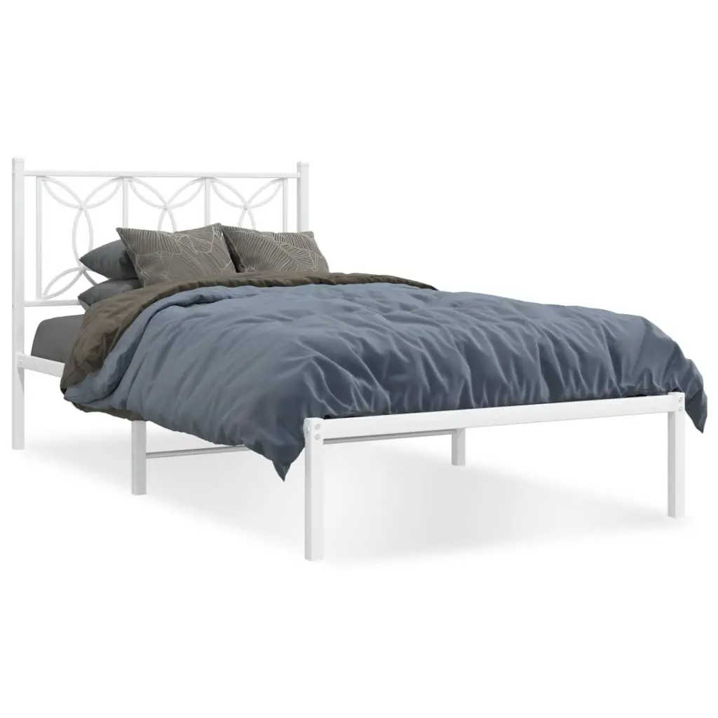 Metal Bed Frame King Single Bedroom 107x203 cm White