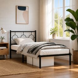 90x190 cm Black Metal Bed Frame Specifications and Features