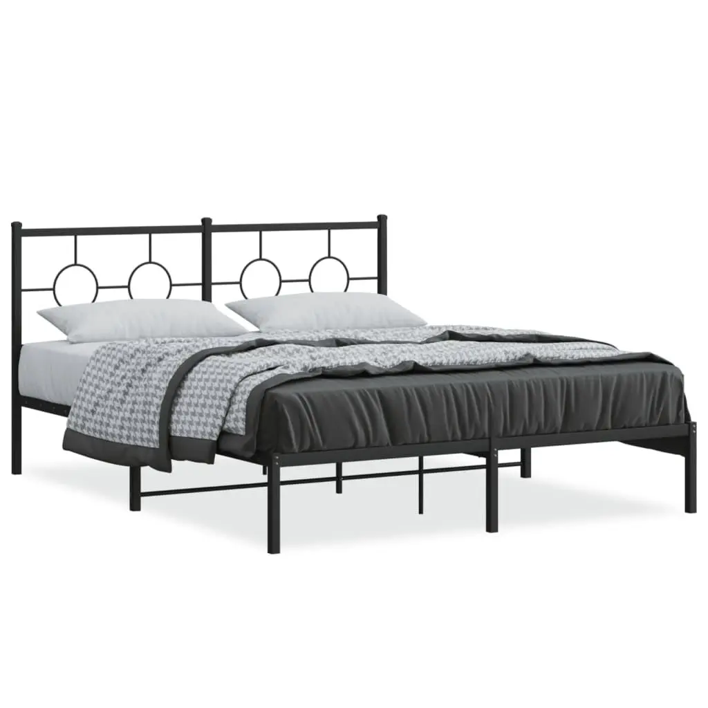 Metal Bed Frame for Bedroom 150x200 cm Black