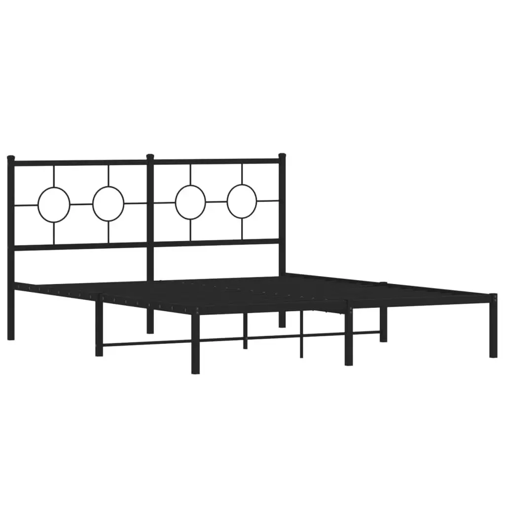 Metal Bed Frame for Bedroom 150x200 cm Black