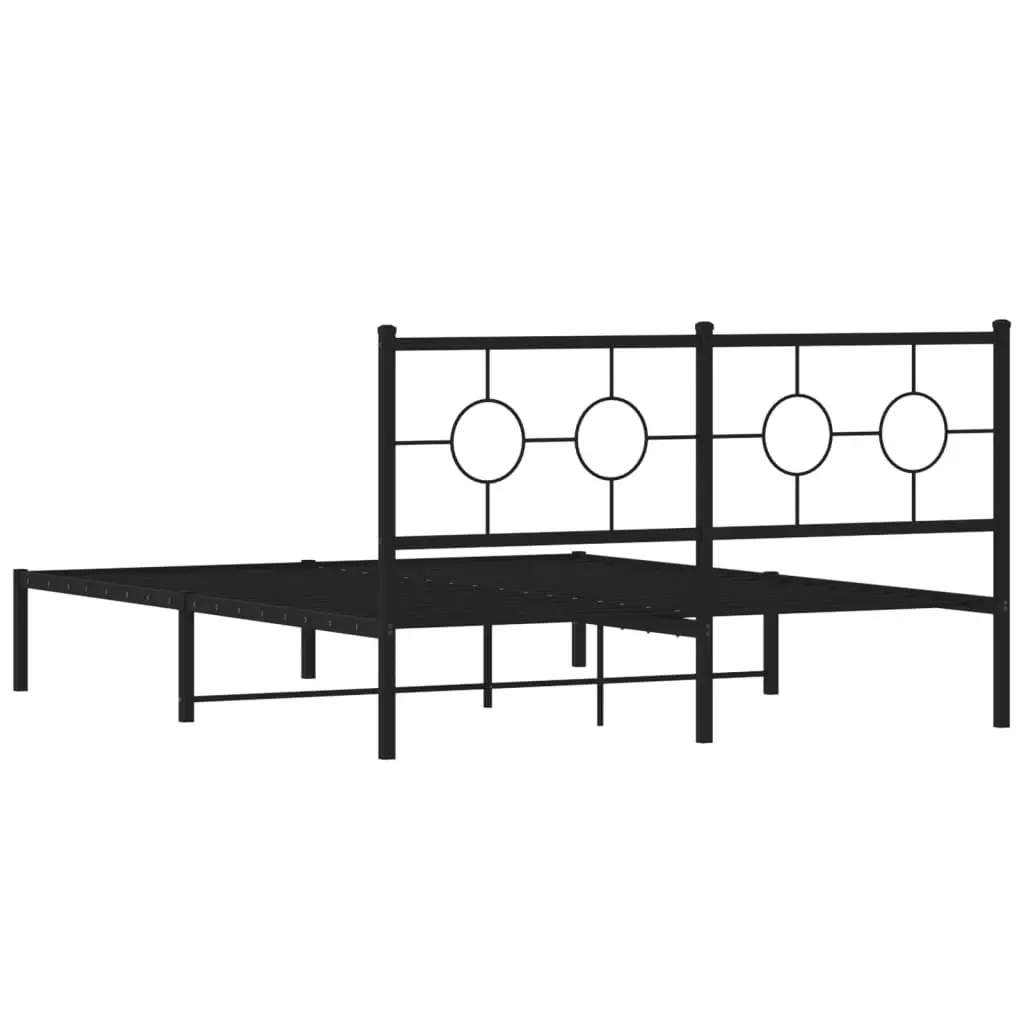 Metal Bed Frame for Bedroom 150x200 cm Black