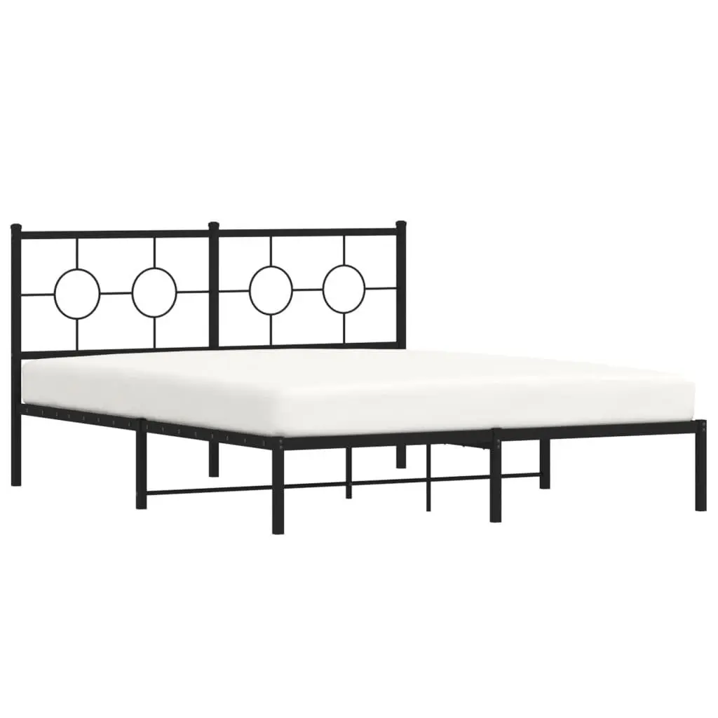 Metal Bed Frame for Bedroom 150x200 cm Black