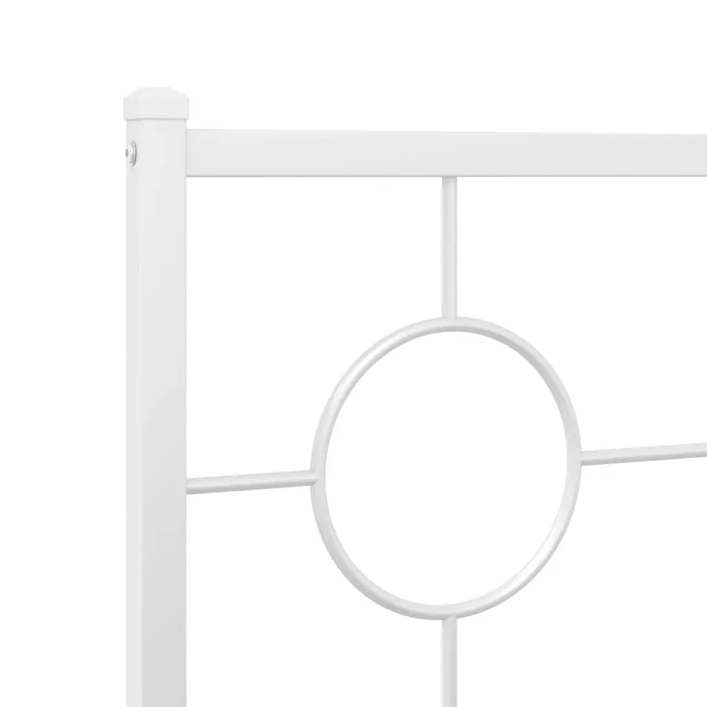 Metal Bed Frame King Single 107x203cm Headboard White Slatted Base Storage