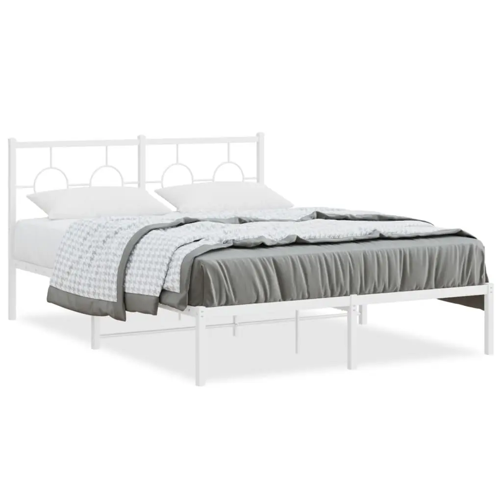 Metal Bed Frame with Headboard for Bedroom 135x190 cm