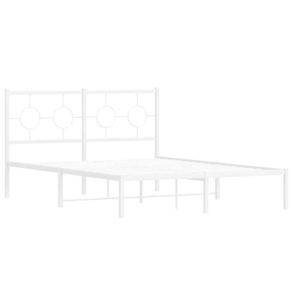 Metal Bed Frame with Headboard for Bedroom 135x190 cm