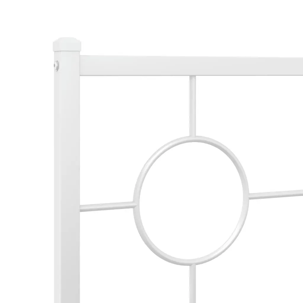 Metal Bed Frame for Bedroom 150x200 cm with Headboard Slatted Base White